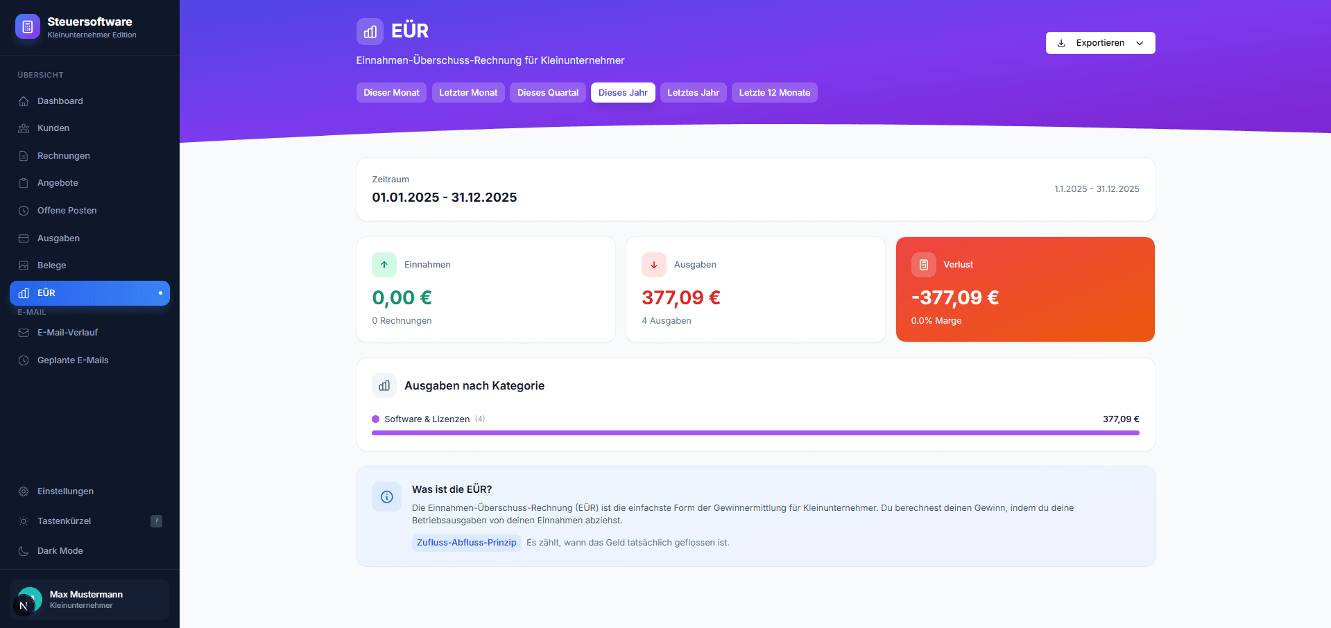 EÜR-Generierung und Export